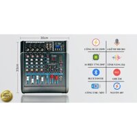 Bàn Mixer Mini Liền Công Suất Lớn MTMAX F82D- Bàn Trộn Chính Hãng 4 Kênh Micro 2 Đầu Ra 600W 16 Hiệu Ứng DSP 48V