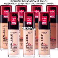 [Bản Mỹ] Kem Nền LOreal Infallible Foundation Up To 32H Fresh Wear Sunscreen SPF25 With Vitamin C 30ml