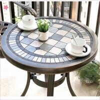Bàn ngoài trời Nhôm đúc Mặt đá Bộ bàn ghế ban công ngoài trời Tròn Nhôm đúc Bàn ghế ngoài trời - B06