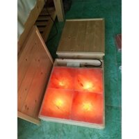 bàn ngồi thiền đá muối himalya loại 4 viên có nắp đậy, trọn bộ bàn thiền loại 4 viên