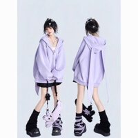 Bán Nóng Áo khoác tai thỏ F & X Áo Khoác Tai Dài Áo Hoodie liền mũ áo cardigan kéo khóa mẫu mới mùa thu dài tay rộng rãi dễ thương cho bé gái