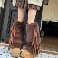 Bán Nóng Bộ đồ chân Thu Đông F & X Bộ đồ Tuyết giả lông thú HOT GIRL Ống giữa dây thắt nơ y2k giữ ấm tôn dáng