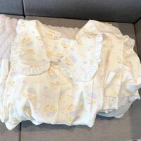 Bán Nóng Bộ đồ ngủ đáng yêu F & X Bánh Bơ quần dài tay mẫu mới mùa xuân thu cho nữ bộ đồ mặc nhà cổ búp bê rộng rãi thường ngày