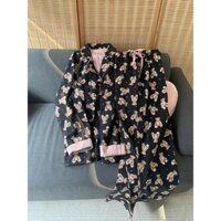 Bán Nóng Bộ đồ ngủ đáng yêu F & X in hình Gấu hoạt hình dễ thương quần dài tay học sinh thu đông cho nữ bộ đồ mặc nhà ký túc xá
