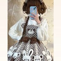 Bán Nóng F & X Lolita áo mềm chảy máu giả lông chồn mùa thu đông Áo len cổ cao tay phồng đáng yêu Dệt Kim Mặc trong giữ ấm