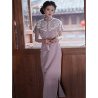 Bán Nóng F & X sườn xám khăn choàng Sườn Xám Vai mây ren ngọc trai cổ phong cách tua rua Hán phục phong cách Trung Quốc khăn choàng cách tân trẻ trung phong cách dân tộc cổ điển dễ phối