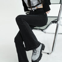 Bán Nóng Quần bò cá tính F & X Quần bò ống loe màu đen quần ống loe dáng nhỏ thon gọn cạp cao thu đông cho nữ co giãn mẫu mới năm 2024