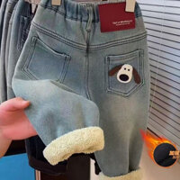 Bán Nóng Quần bò lót nhung trẻ em F & X Quần áo trẻ em Len Lông Cừu mùa đông cho bé trai dày dặn nguyên khối