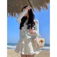 Bán Nóng Váy ngắn phong cách múa ba lê F & X mùa xuân và mùa hè váy bánh bèo trắng bồng bềnh nữ cạp cao mang theo quần legging