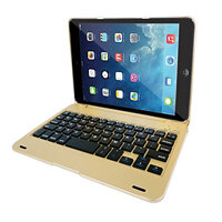 Bàn phím Bluetooh IPAD Kiêm Ốp Lưng Led 7 Màu Cao Cấp Wireless Keyboard Mini 123 PKCB141 GOLD - HÀNG CHÍNH HÃNG
