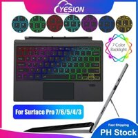 Bàn phím Bluetooth không dây Touchpad 7 Đèn nền cho bàn phím Microsoft Surface Pro 3 4 5 6 7 + Go 1 2 3 4