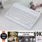 Bàn phím Bluetooth V100- 8inch dành cho điện thoại (Trắng) + Tặng móc khóa cặp I love you Cute