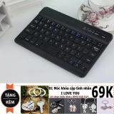 Bàn phím Bluetooth V100- 8inch dành cho điện thoại (Đen) + Tặng móc khóa cặp I love you Cute