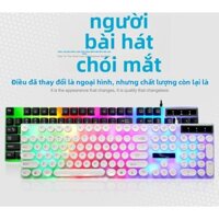 Bàn phím Chasing Leopard G21 Punk, keycaps tròn retro, cảm giác cơ học, bàn phím tròn có đèn nền, bàn phím chơi game USB