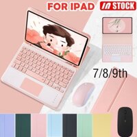 Bàn Phím Cho iPad 10.2 inch Thế Hệ 7 / 8 / 9 Bàn Phím Cảm Ứng Bluetooth Không Dây Có Thể Tháo Rời + Đế Da Từ Tính Vỏ Kẹo Lật Có Khe Cắm Bút Có Chuột