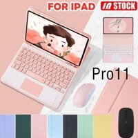 Bàn phím cho iPad Pro 11 inch 2022 / 2021 / 2020 / 2018 Bàn phím cảm ứng Bluetooth không dây có thể tháo rời + Đế da từ tính Vỏ kẹo lật có khe cắm bút có chuột