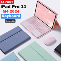 Bàn phím cho iPad Pro 11 inch (M4) 2024 Bàn phím cảm ứng Bluetooth không dây có thể tháo rời + Đế da từ tính Vỏ kẹo lật có khe cắm bút có chuột
