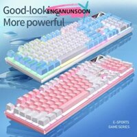 Bàn phím chơi game ENGANUNSOON, Bàn phím có dây giao diện USB phát sáng, Bàn phím màng cảm giác cơ học K500 104 phím bền bỉ