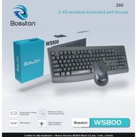 Bàn Phím Chuyên Văn Phòng Combo Phím Chuột Bosston WS800 Black (Có pin, 1xAA, 2xAAA)