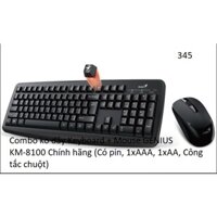 Bàn Phím Chuyên Văn Phòng Combo Phím Chuột GENIUS KM-8100 Chính hãng (Có pin, 1xAAA, 1xAA, Công tắc chuột)