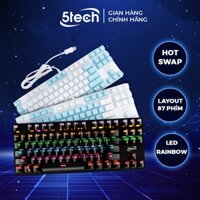 Bàn phím cơ 5TECH blue switch 87 phím cho máy tính gaming, led RGB thiết kế nhỏ gọn dùng cho laptop