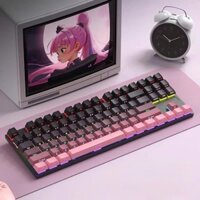Bàn phím cơ 87 phím màu black pink trục xanh âm thanh đặc trung bàn phím cơ, led rainbown nhiều chế độ led