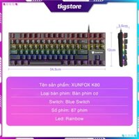 Bàn phím cơ 87 phím Xunfox K80 blue switch, led rainbow có thể tùy chỉnh