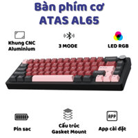 Bàn phím cơ Atas AL65 Khung nhôm CNC 3 mode kết nối - Led RGB - Pin sạc 4000 mah - Có núm xoay
