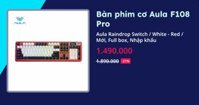 Bàn phím cơ Aula F108 Pro (Caramel Latte V2 Switch - White - Yellow - Mới, Full box, Nhập khẩu)