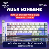 BÀN PHÍM CƠ AULA WIN68HE MAX WHITE GREY WING CHUN MAGNETIC SWITCH