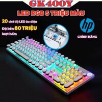Bàn phím cơ blue switch HP GK 400Y / GK400F phím tròn màu trắng bạc -hơn 20 chế độ led tùy chỉnh. Bảo hành 12 Tháng