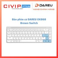 Bàn phím cơ Bluetooth Gaming DAREU EK868 Brown Switch - Hàng Chính Hãng - Màu Trắng