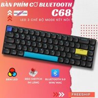 Bàn Phím Cơ Bluetooth Silent MinCom C68 Mini XINMENG RED Switch Gõ Êm 3 Mode Kết Nối Nhỏ Gọn Pin Sạc Cho Điện Thoại Pc