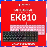 Bàn phím cơ DAREU EK810 Full Size - Black Pink - Blue Red Brown Switch - Hàng chính hãng  - Màu Hồng - Brown - Tiếng vừa êm