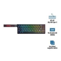 Bàn phím cơ Gaming có dây AULA WIN68HE Gray Wood magnetic switch - Rapid trigger (Đen)