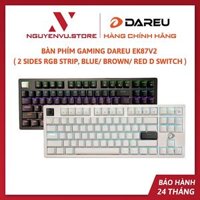Bàn phím cơ Gaming DAREU EK87 v2 2 sides RGB strip, Black Rainbow light , White Single blue Backlight - Hàng Chính Hãng - Blue - Đen