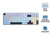 BÀN PHÍM CƠ GAMING KHÔNG DÂY AULA S100 PRO (XANH DƯƠNG+TRẮNG+TÍM ĐẬM/ BROWN SWITCH/ LED RAINBOW)