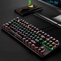Bàn phím cơ gaming Leaven K550 Blue Switch - Bàn phím có dây công thái học 87 phím LED Rainbow, chống nước và bụi bẩn - Hàng nhập khẩu - Đen Black