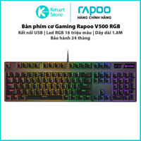 Bàn phím cơ Gaming Rapoo V500 RGB | Kết nối USB , dây dài 1.8M | Led RGB 16 triệu màu - Hàng Chính Hãng