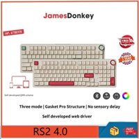 Bàn phím cơ James Donkey RS2 4.0 kết nối ba chế độ, phích cắm nóng, bàn phím tùy chỉnh với cấu trúc Gasket Pro, thay đổi phím nguồn mở QMK / VIA, độ trễ không cảm biến