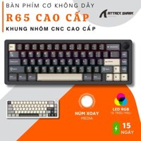 Bàn Phím Cơ Không Dây Attack Shark Dark Ailen R65 Khung Nhôm Aluminum, Tương Thích Điện Thoại,PC