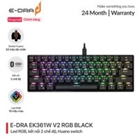 Bàn phím cơ không dây E-DRA EK361W V2 Black- Đèn led RGB siêu sáng - Bàn phím cơ 61 phím - Bảo hành 24 tháng
