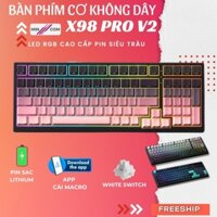 Bàn Phím Cơ Không Dây Mincom X98 Pro V2 New 2025 White Switch App Tùy Chỉnh Đa Năng 3 Chế Độ Kết Nối