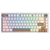 Bàn Phím Cơ Không Dây Vỏ Nhôm Leobog Hi75C PRO Be Trắng Nâu - Turquoise Switch (3 mode, Gasket Mount, Hotswap)