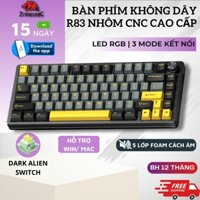 Bàn Phím Cơ Không Dây Ziyoulang Dark Alien R83 Khung Nhôm CNC Cao Cấp, 3 Mode Kết Nối ĐT Máy Tính