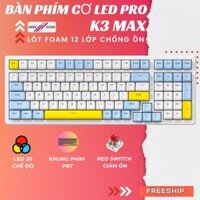 Bàn Phím Cơ Máy Tính Có Dây MinCom K3 MAX GAMING ATTACK SHARK LED 20 Chế Độ Hotswap 3 Pin Gõ Êm Lót Foam Cho Pc Laptop