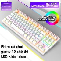 Bàn Phím Cơ Máy Tính K2 Pro Led cực đẹp - Bàn Phím Cơ Blue Switch - 10 Chế Độ Màu Cầu Vồng - Hàng Chính Hãng - Màu Trắng