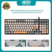 Bàn phím cơ red switch gaming ZIYOULANG K3 loại 87 KEYS - led đa màu 10 chế độ - Nhất Tín Computer