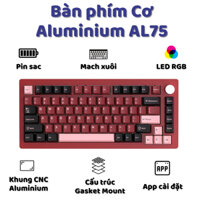 Bàn phím cơ Silent Atas AL75 V2 Khung nhôm CNC 3 mode kết nối - Led RGB - Pin sạc 4000 mah - Mạch xuôi