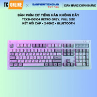 Bàn phím cơ tiếng Hàn không dây TCKB-OG104 Retro Grey Full size, 3 Mode, pin 4000mAh